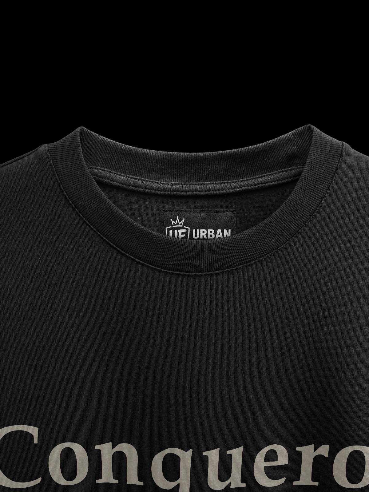 Conqueror Black Oversized Tshirt - Urban Forever
