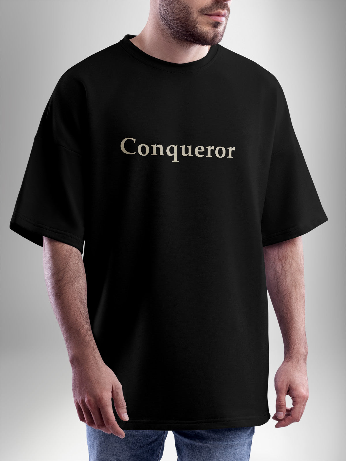 Conqueror Black Oversized Tshirt - Urban Forever