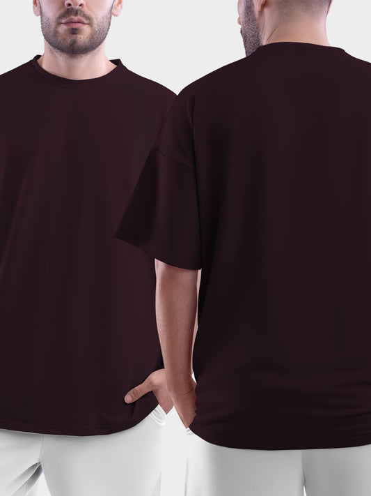 Plain Wine Oversized Tshirt - Urban Forever