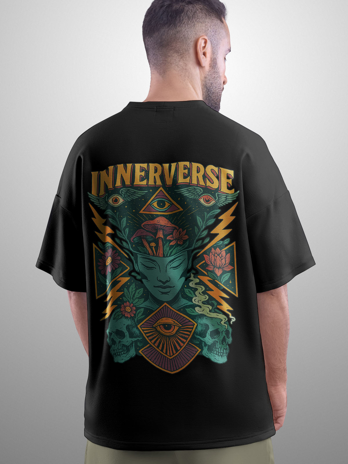 Sculpted Vision Black Oversized Tshirt - Urban Forever