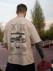 Harley Craze Beige Oversized Tshirt - Urban Forever