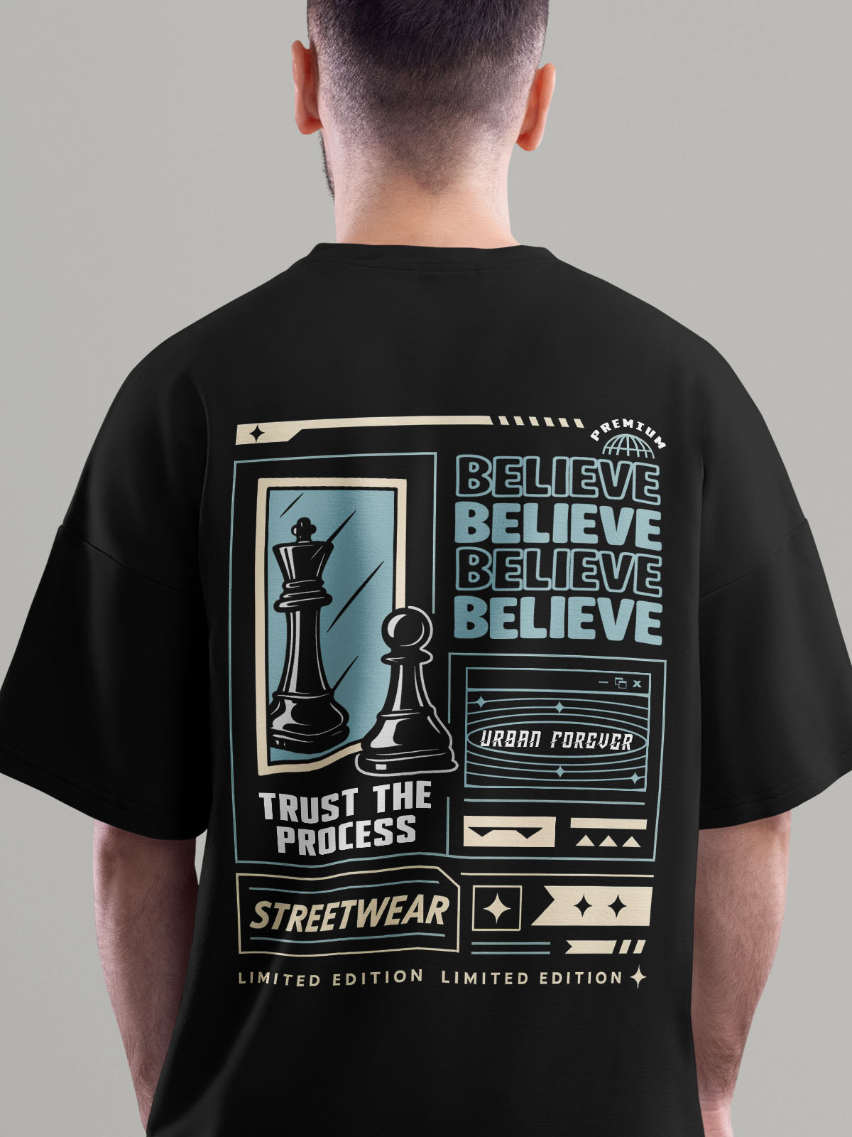 Believe Black Oversized Tshirt - Urban Forever