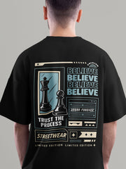 Believe Black Oversized Tshirt - Urban Forever