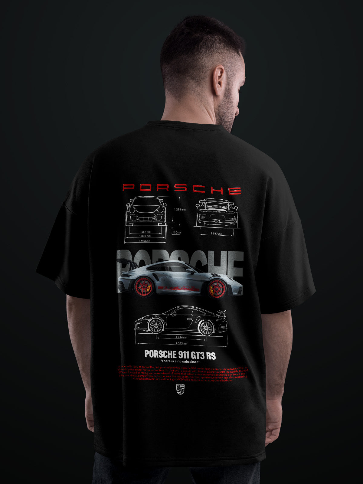 Porsche Speed Black Oversized Tshirt - Urban Forever