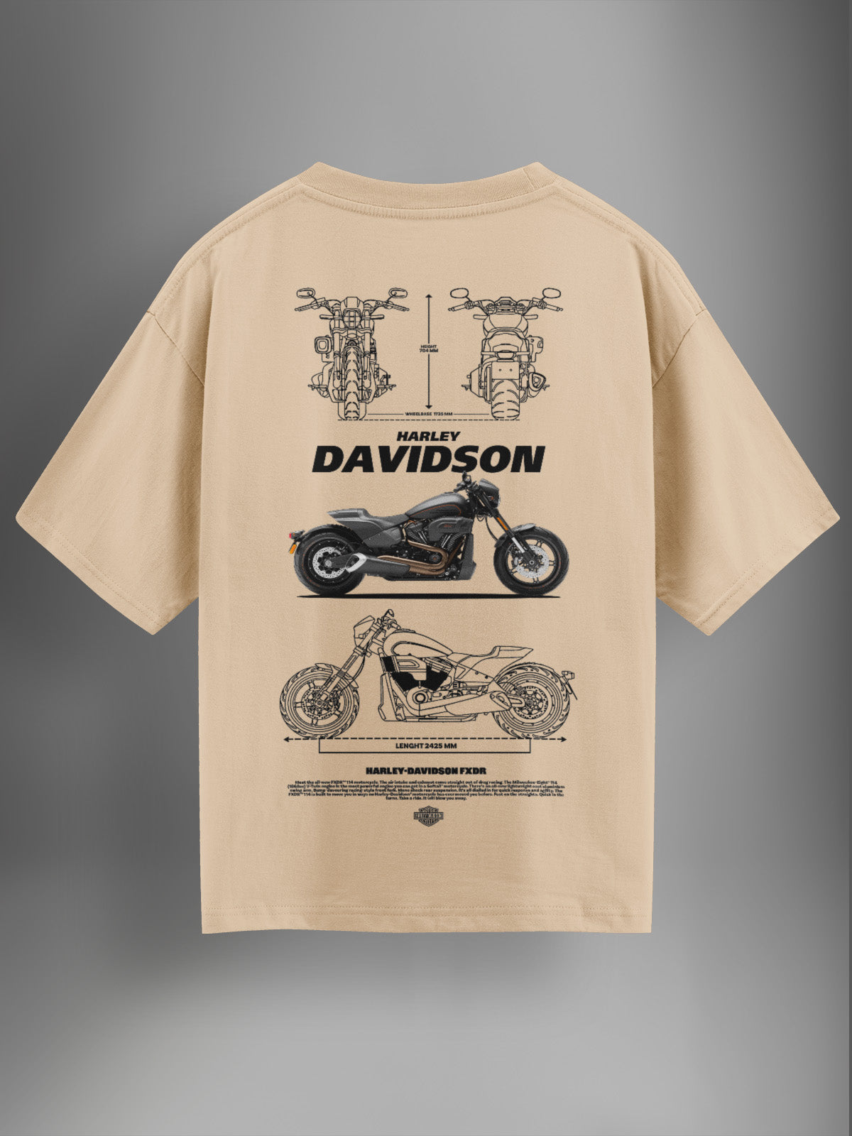 Harley Craze Beige Oversized Tshirt - Urban Forever
