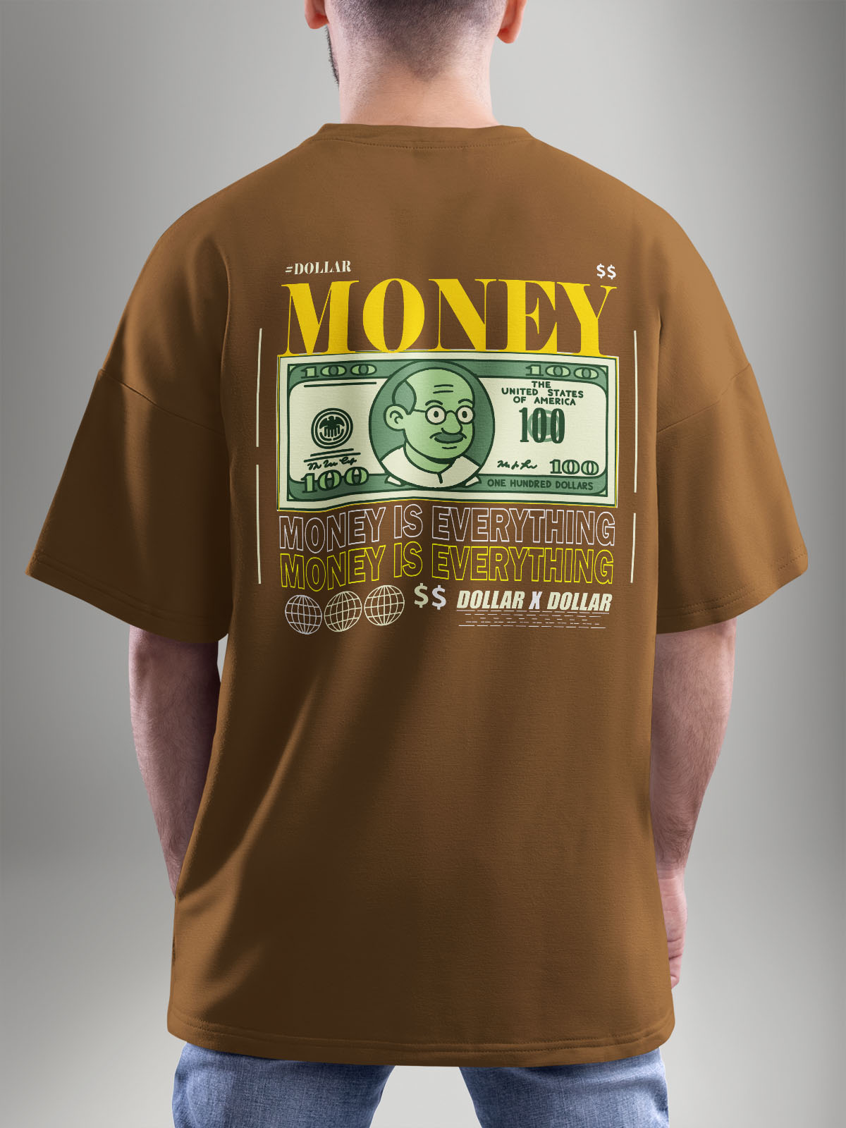 Dollar X Dollar Brown Oversized Tshirt - Urban Forever