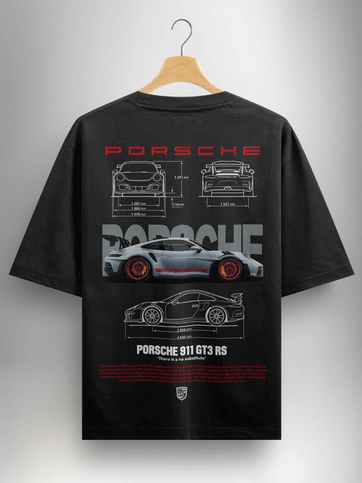 Porsche Speed Black Oversized Tshirt