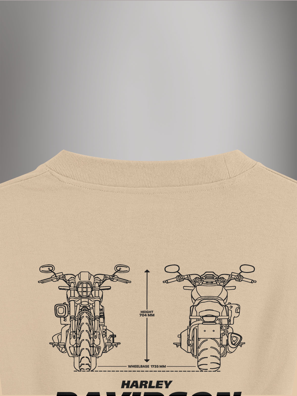Harley Craze Beige Oversized Tshirt - Urban Forever