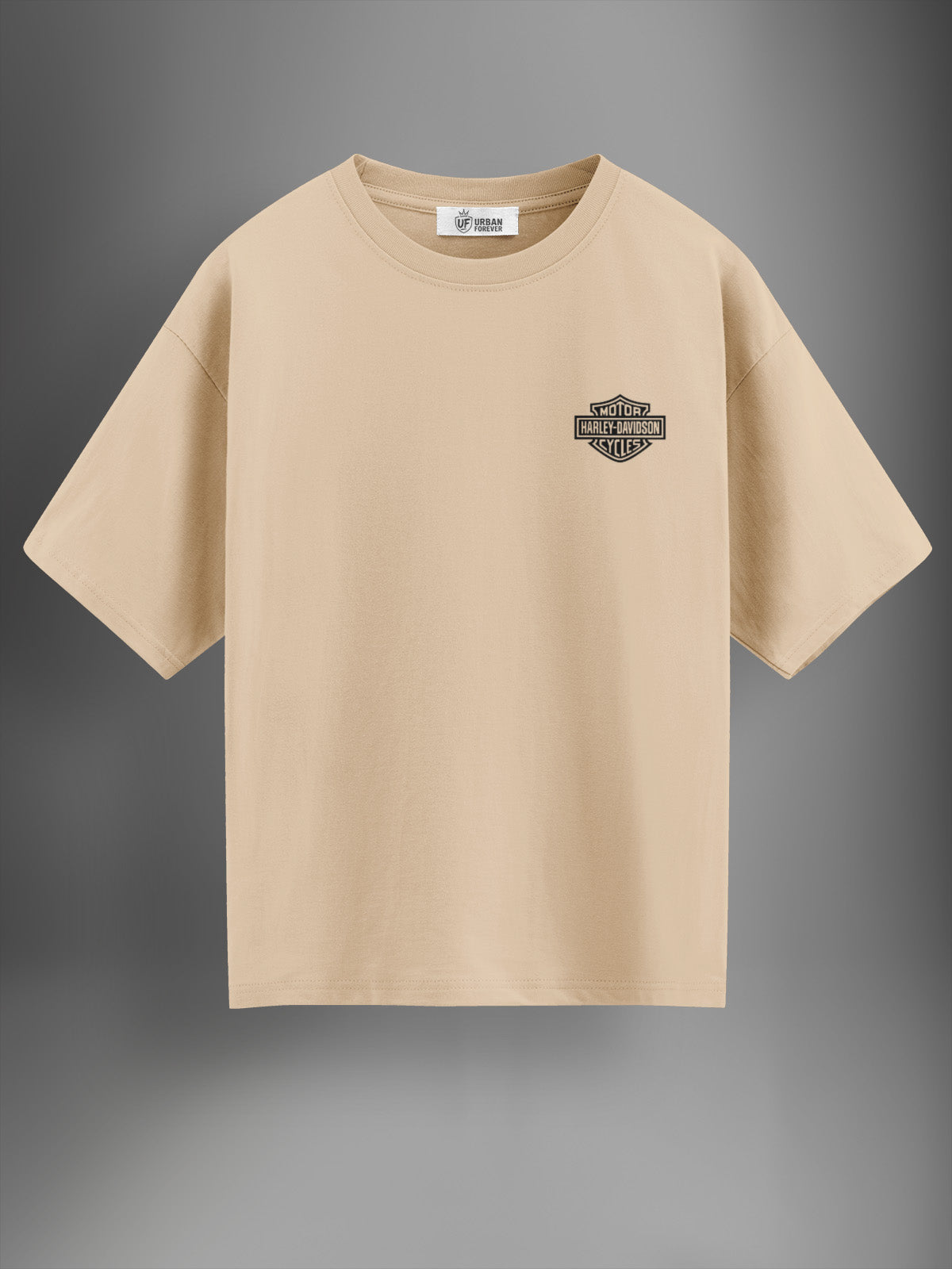 Harley Craze Beige Oversized Tshirt - Urban Forever
