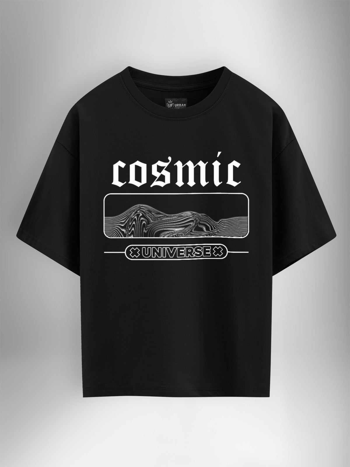 Cosmic Universe Black Oversized Tshirt - Urban Forever