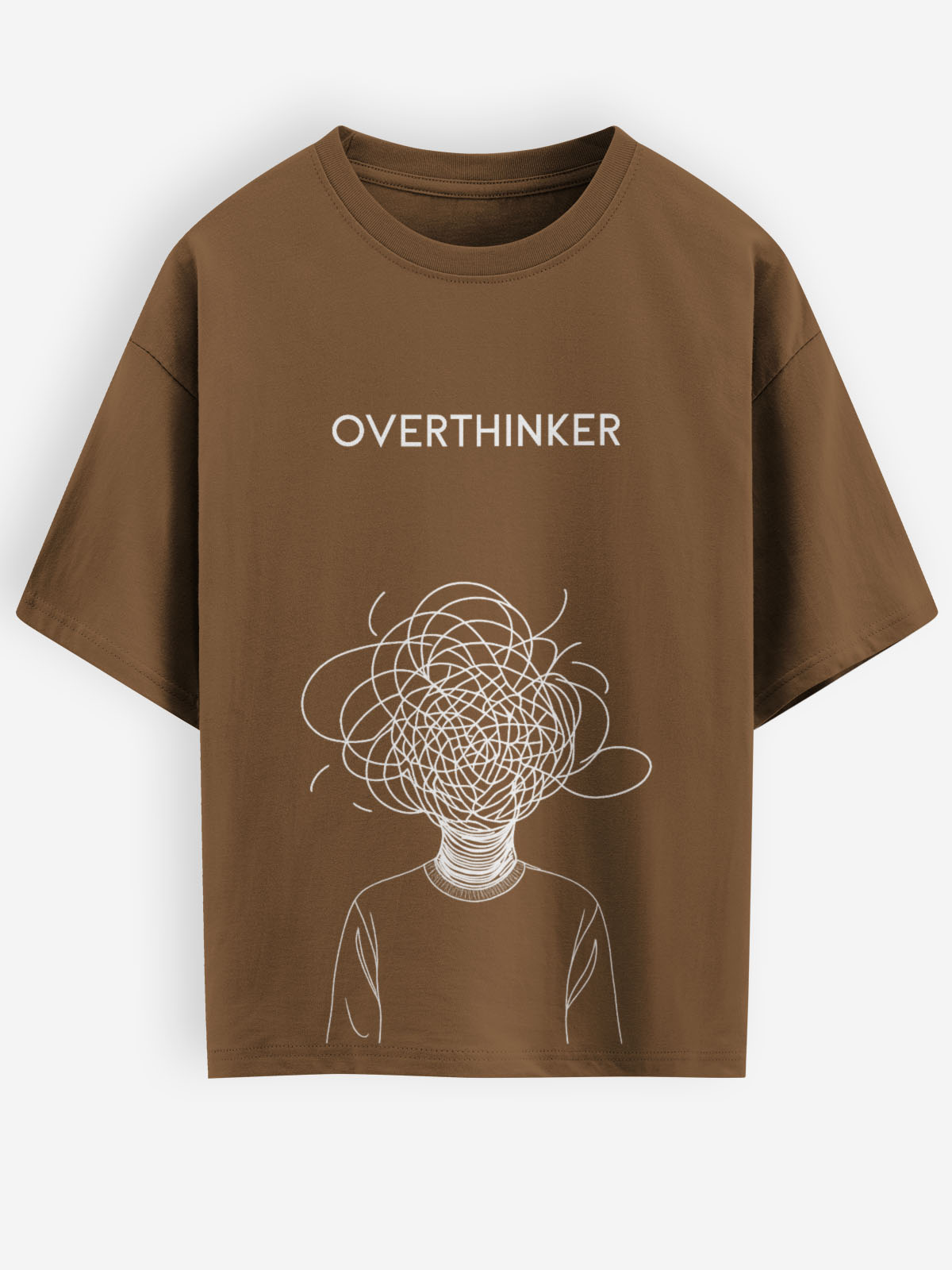 Overthinker Brown Oversized Tshirt - Urban Forever