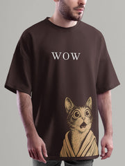 Wow Brown Oversized Tshirt - Urban Forever