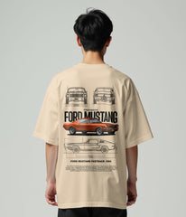 Classic Mustang Beige Oversized Tshirt - Urban Forever