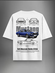 Muscular Mustang White Oversized Tshirt - Urban Forever