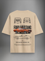 Classic Mustang Beige Oversized Tshirt - Urban Forever