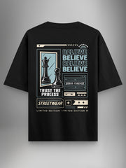 Believe Black Oversized Tshirt - Urban Forever