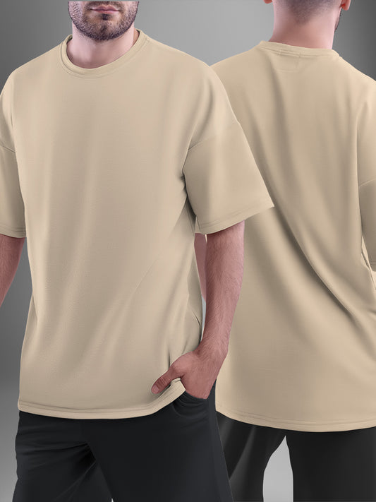 Plain Beige Oversized Tshirt - Urban Forever
