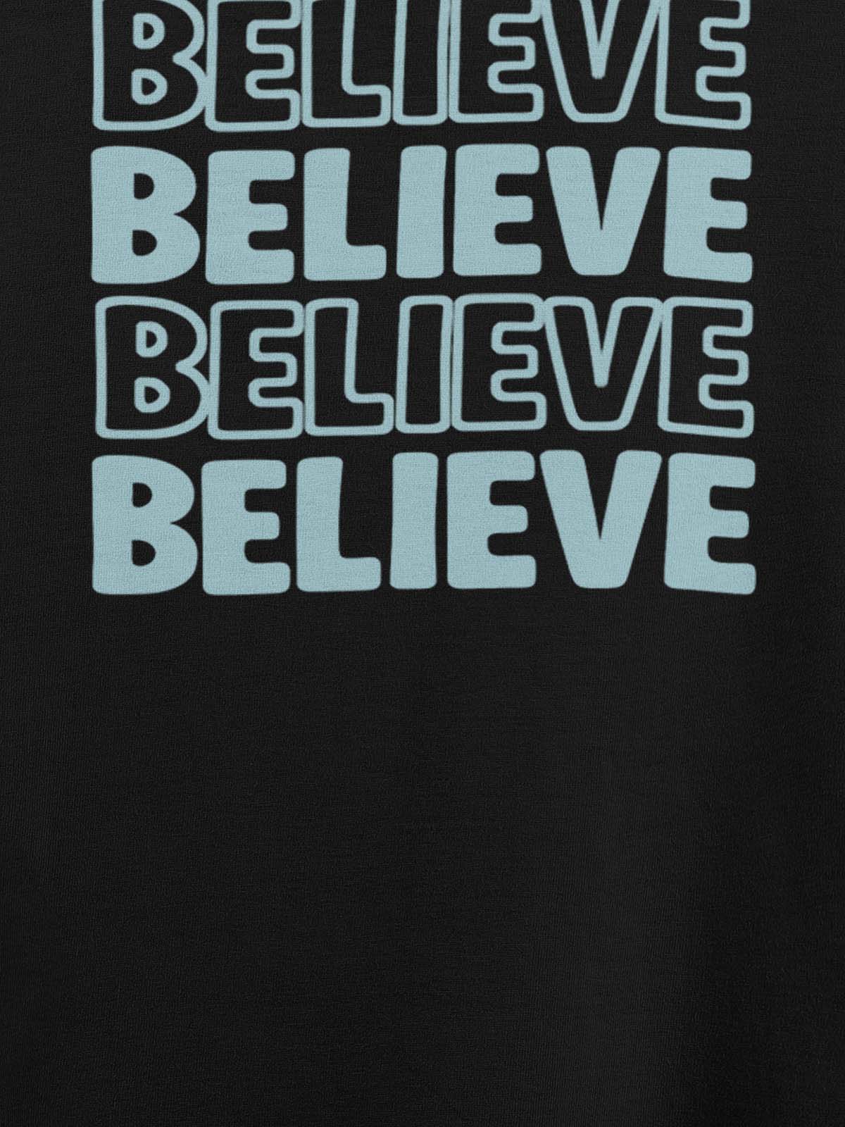 Believe Black Oversized Tshirt - Urban Forever