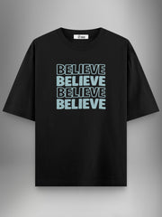 Believe Black Oversized Tshirt - Urban Forever